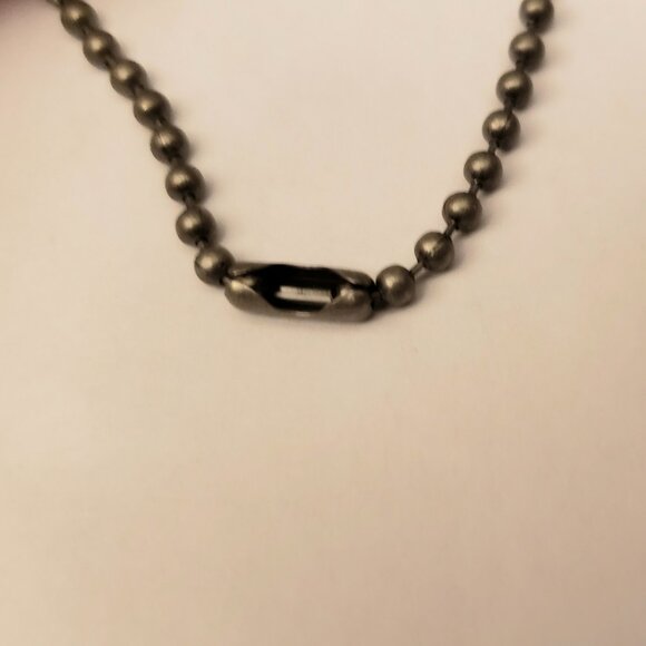 C Initial Pendant Faux Typewriter Key Ball Chain Necklace Matte Gray Monogram - Picture 4 of 4